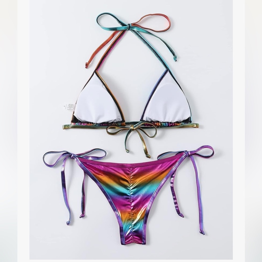 Rainbow Metallic Bikini Size Medium NWT - Picture 2 of 8